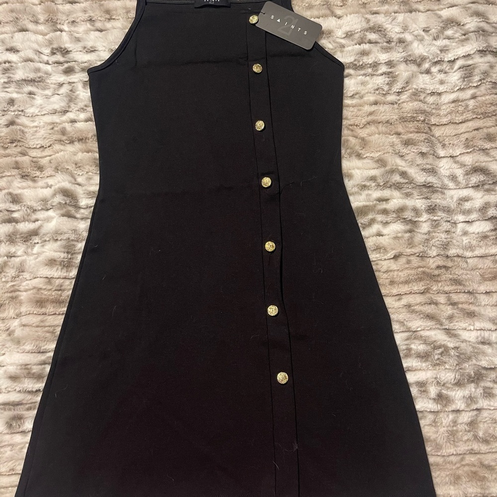 Sleek Black Button-Front Mini Dress